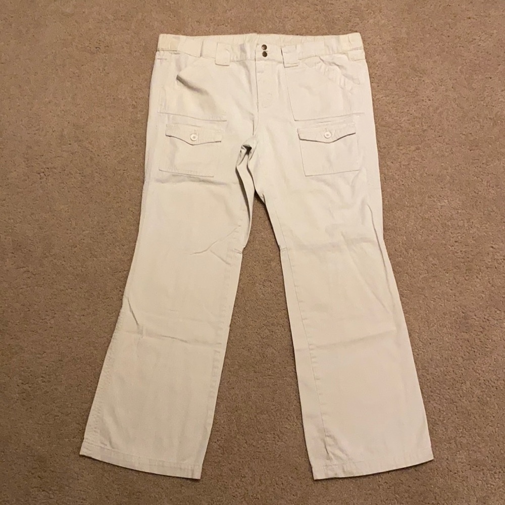 Tan, casual maternity pants, Size M